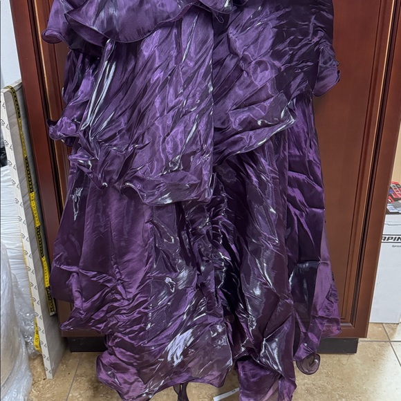 NWT Women Sleeveless Ruffle Prom Gown Wedding Dresses Purple Princess Ball - Picture 8 of 12
